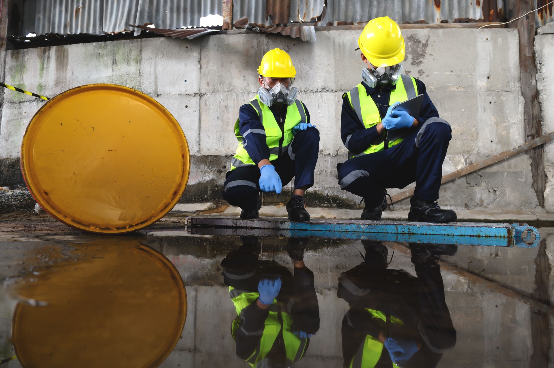 Oil Spill Contamination or Hazardous Fuel Leakage and Environmental Concept.